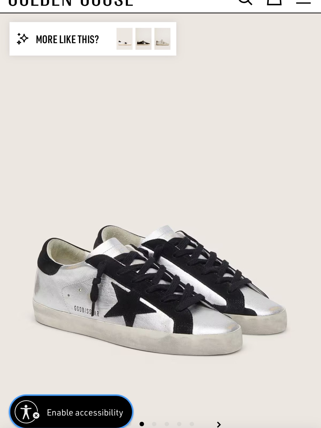 Golden Goose Silver Sneakers With Black Star And Laces